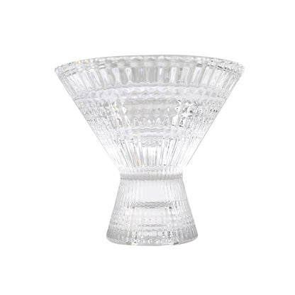 Ruffles Glass Candle Holder, 1 Each, a clear glass with a triangular design, perfect for tealight and tapered candles.