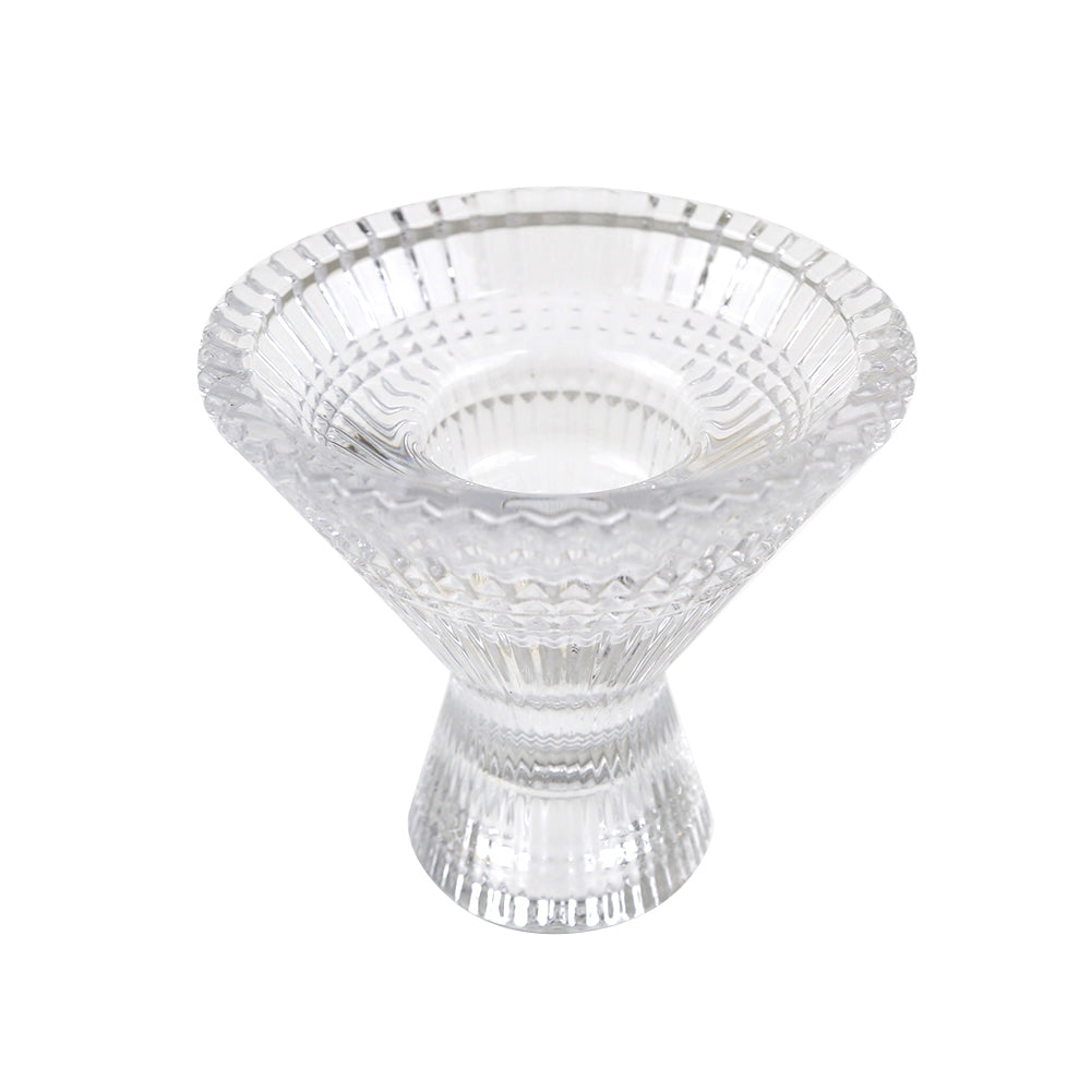 Ruffles Glass Candle Holder, 1 Each: A clear glass bowl with scalloped edges, designed as an elegant candle holder for tealight and tapered candles.