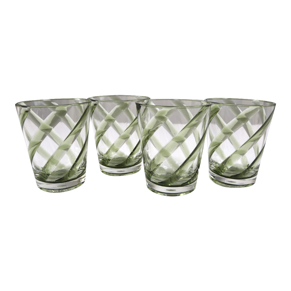 Spiral Colored Acrylic Glass - Set of 4, modern design glasses with unique patterns.