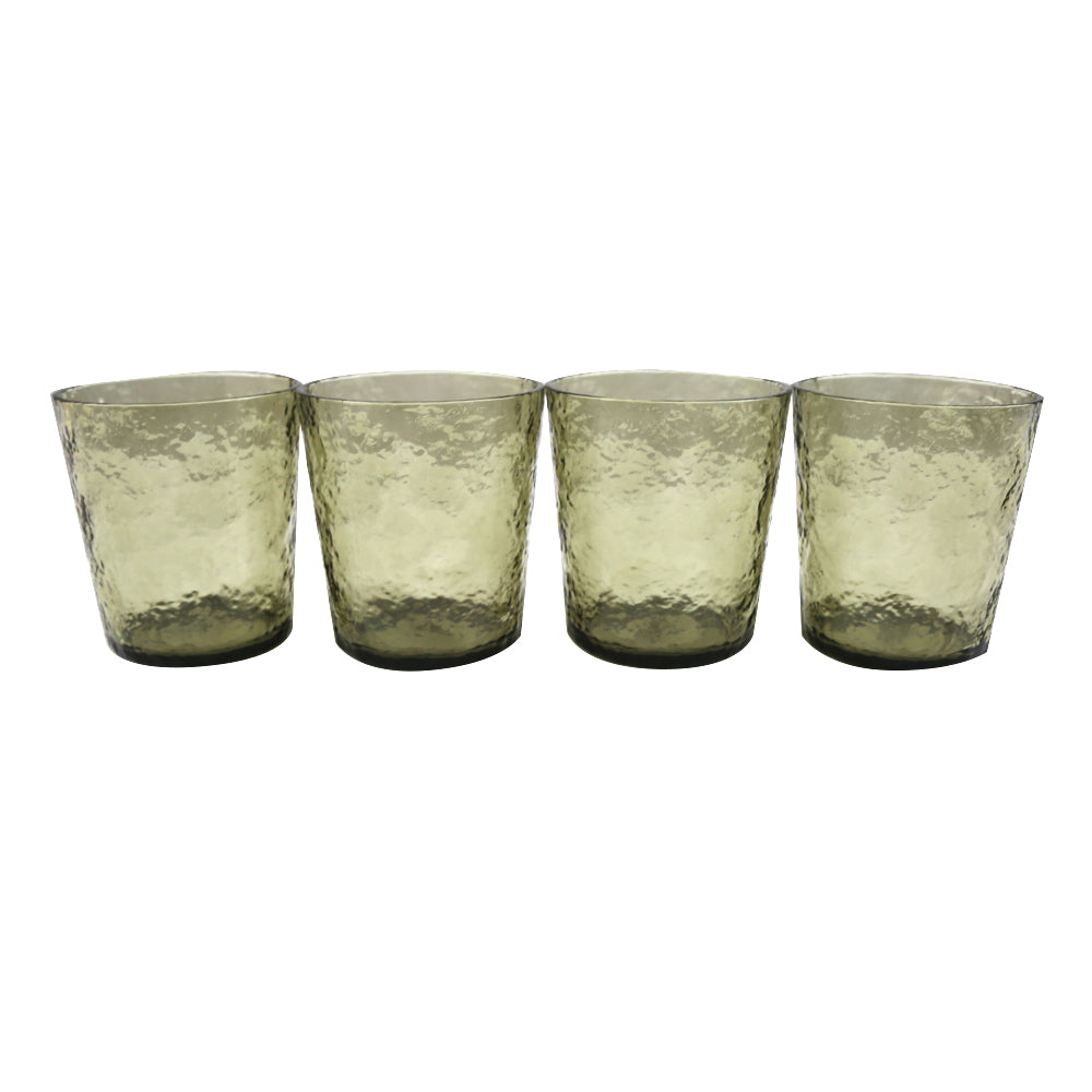 Simple Acrylic Low Tumbler Glass, a group of textured glasses for stylish table settings.