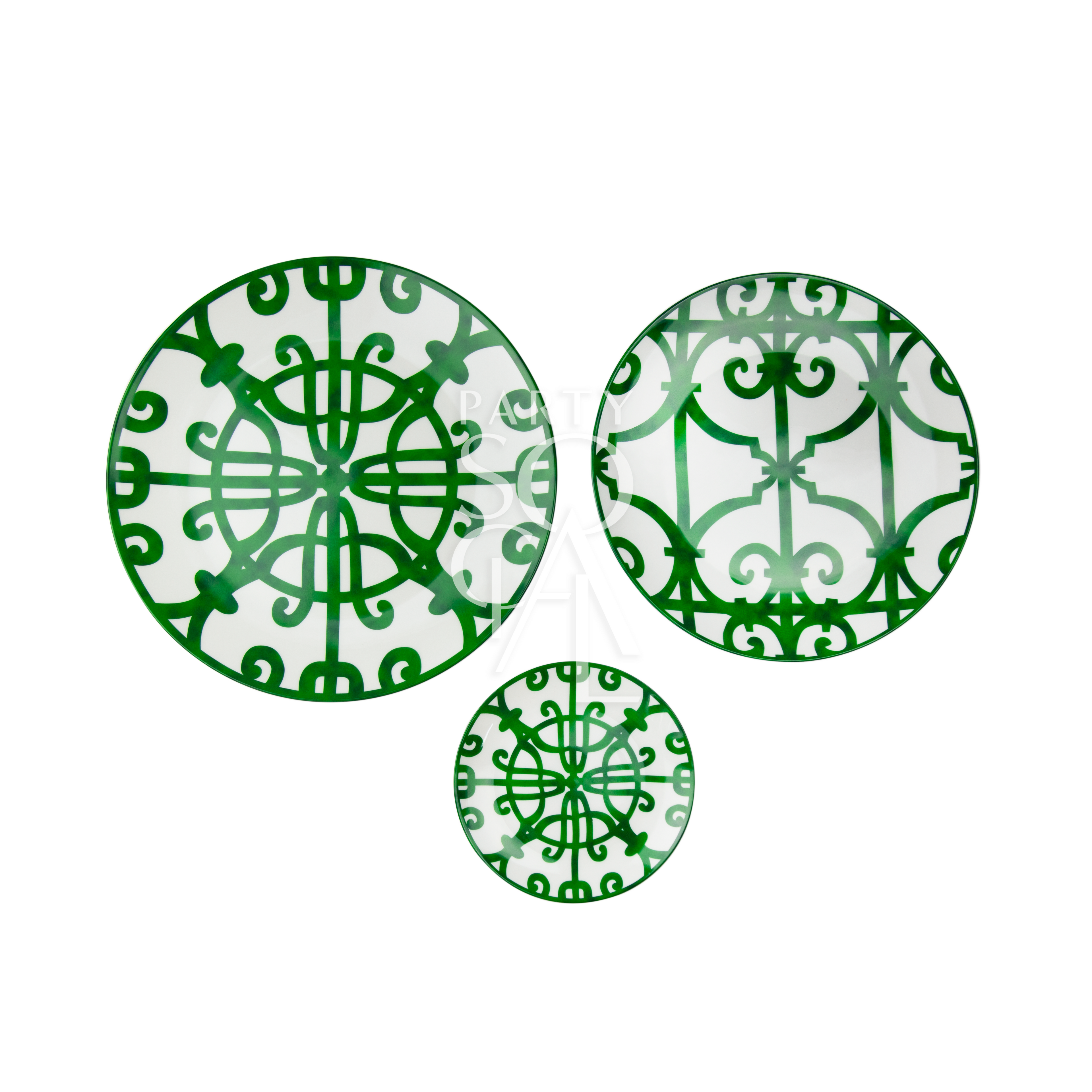 GREEN &amp; BOLD PLATES featuring intricate designs, perfect for rustic or boho-themed events. Ideal for enhancing indoor or outdoor tablescapes with warmth.