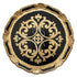 CHARGER PLATE - FLORENTINE ANTIQUE: A handcrafted, lightweight black and gold plate with intricate gold designs, perfect for elegant table setups at events.