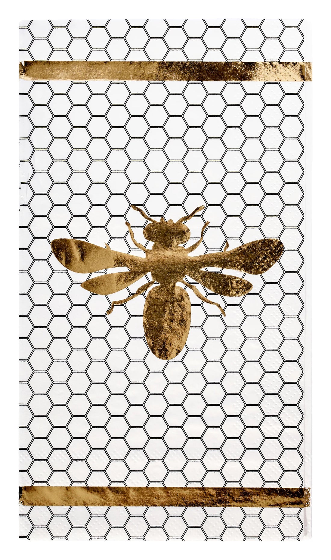 Paper guest towel napkins featuring a gold bee design. Elevate your party with HoneyBee Paper Guest Towel Napkins. Ideal for events and gatherings. From Party Social, your go-to for party essentials.