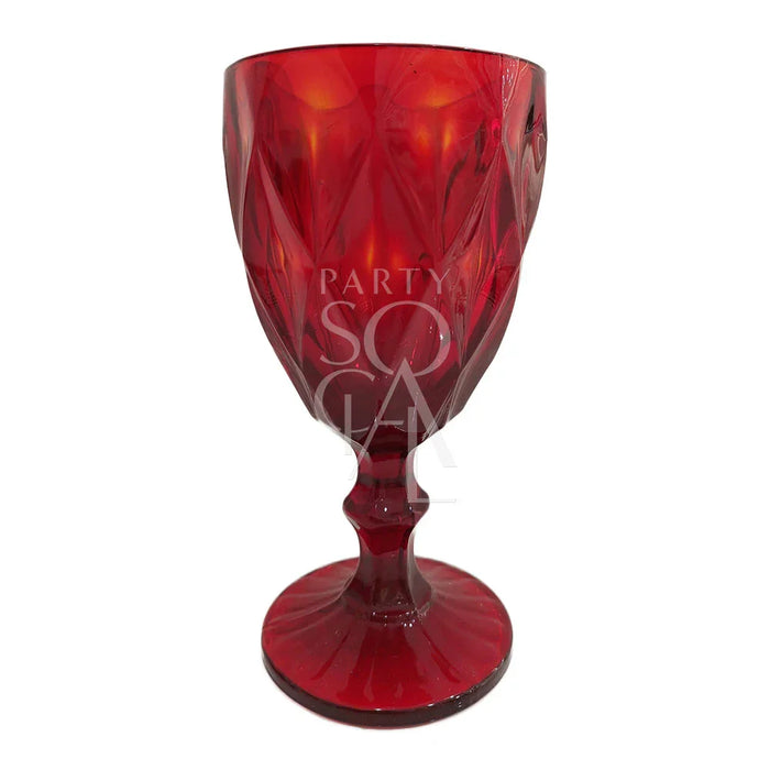 Red Vintage Diamond Pattern Goblets