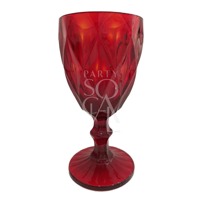 Red Vintage Diamond Pattern Goblets