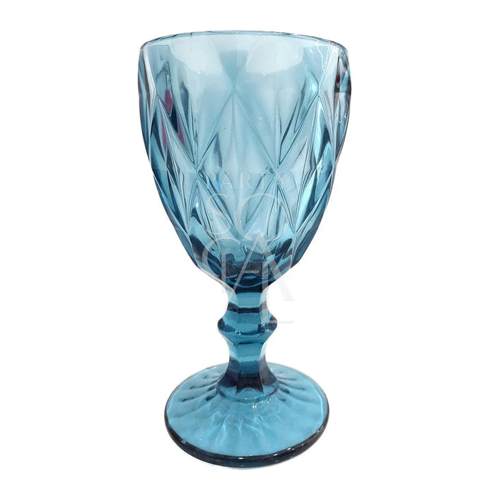 Navy Blue Vintage Diamond Pattern Goblet