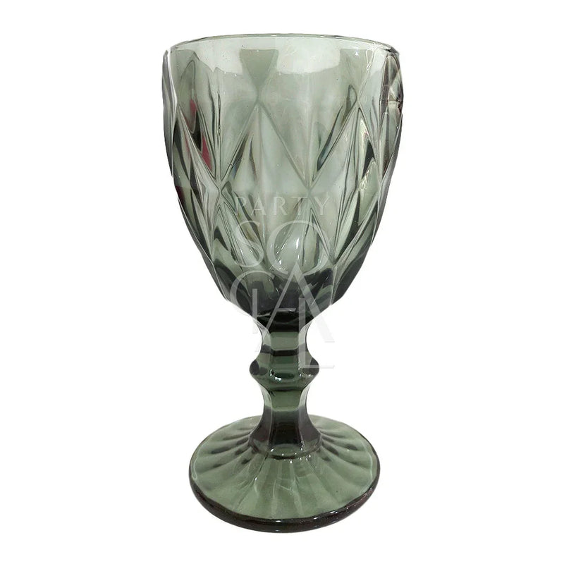 Green Vintage Diamond Pattern Goblets