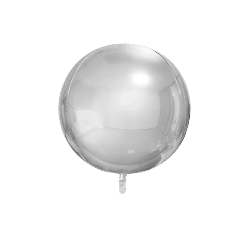 Round Silver 4D Foil Balloon - 5 per pack. Premium quality for parties and celebrations, ideal for balloon arches and decorations.