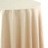 Round Tablecloth Satin on a table, showcasing its premium quality and perfect for special occasions, available in various colors. Suitable for events by Party Social.