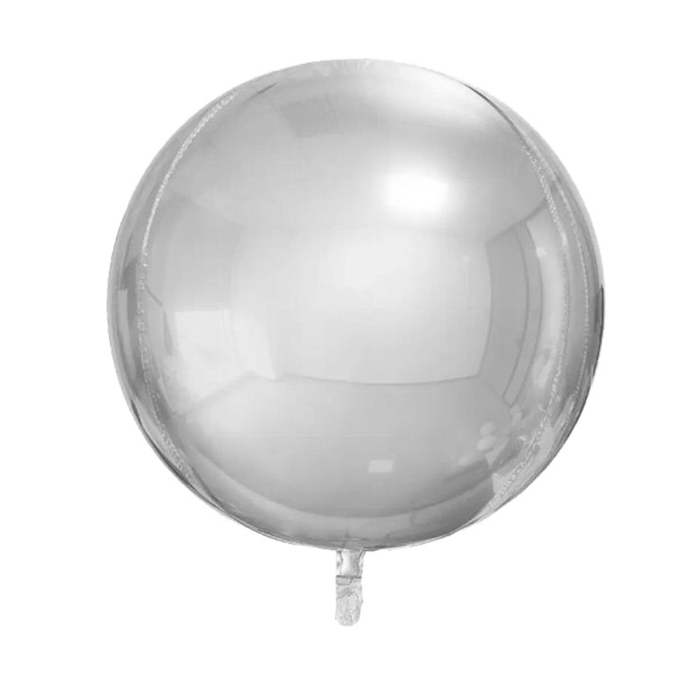 Round Silver 4D Foil Balloon - 5 per pack, ideal for parties and celebrations. Premium quality, shown against a clean white background.