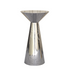 GOLD MIRROR COCKTAIL TABLES: A sleek, silver cone-shaped table ideal for versatile event settings, perfect for enhancing any party or special occasion décor.