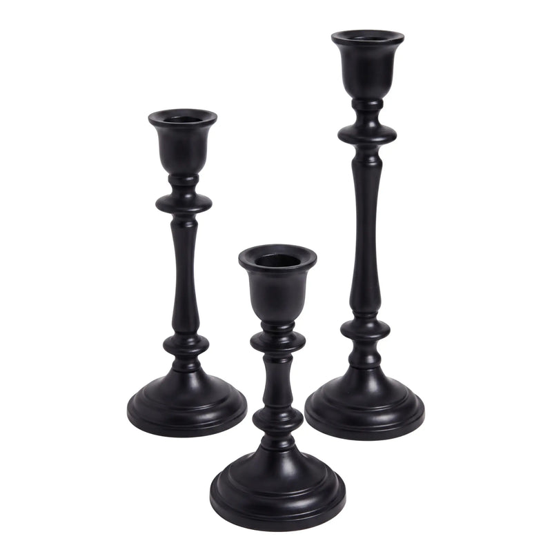 Antique Black Candle Holder Set of 3