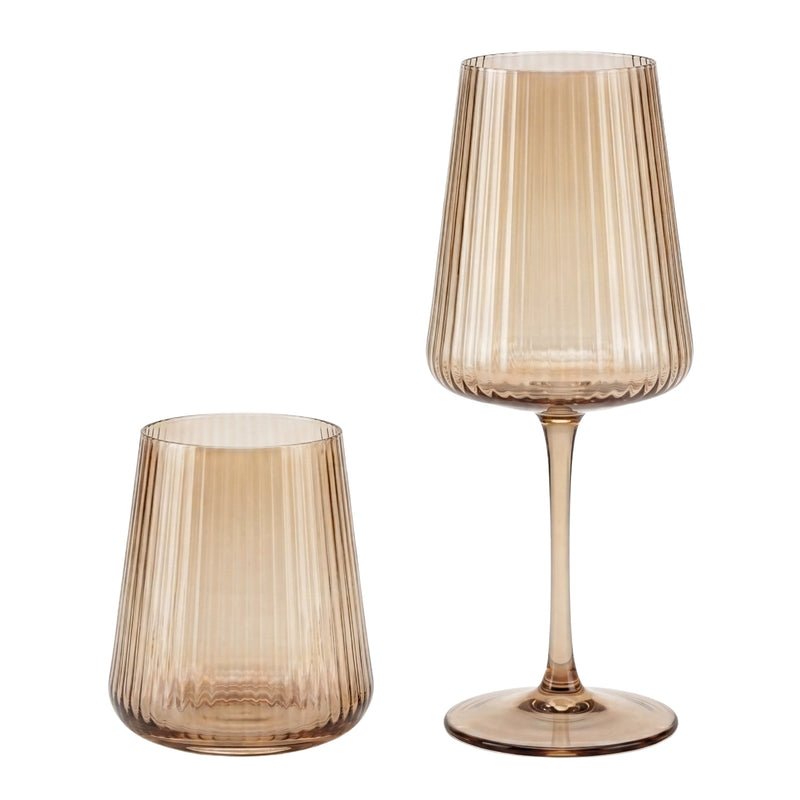 Amber Lined Glassware Collection
