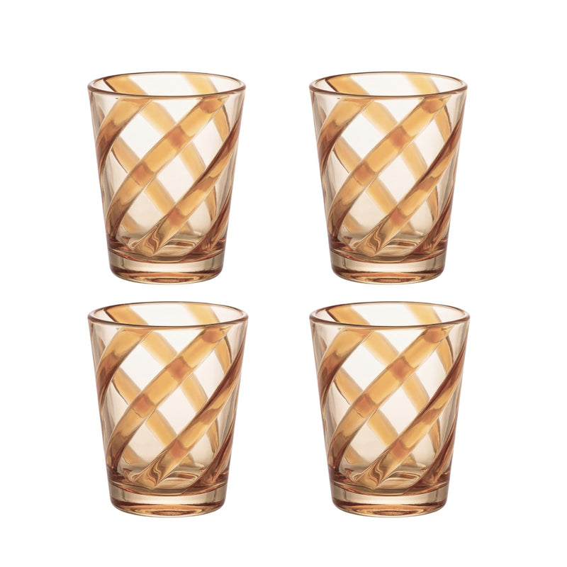 Amber Spiral Colored Acrylic Glass - Set of 4