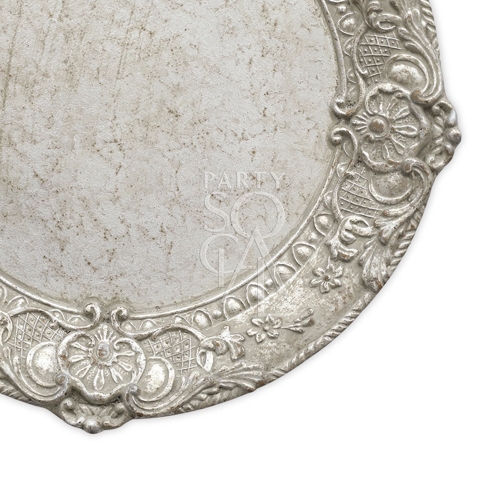 Charger Plate - Florentine Antique Wood, a handcrafted wooden plate with classic Italian design, ideal for elegant table settings. Perfect for luxurious events.