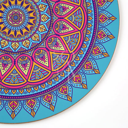 ARABESQUE WOOD PLACEMAT featuring a colorful mandala design, perfect for enhancing table settings at events with elegance and originality.