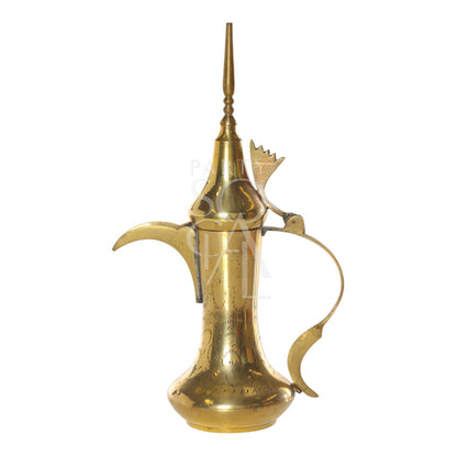 Dallah Arabic Coffee Pot with a pointy handle, ideal for serving traditional Gulf coffee or as a decorative piece, perfect for event settings. 28cm H.