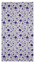 Azure Garden Floral Tablecloth featuring a dense purple floral pattern on white, perfect for adding elegance to party or event settings.