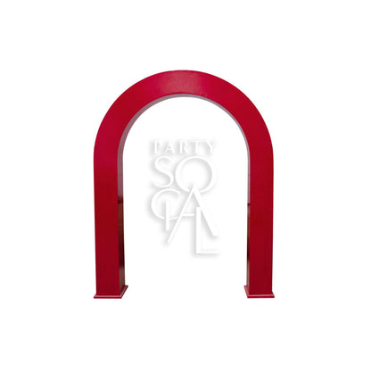 Wooden U-Shaped Backdrop, ideal for events, features a distinctive red arch design with customizable options, perfect for weddings and parties.