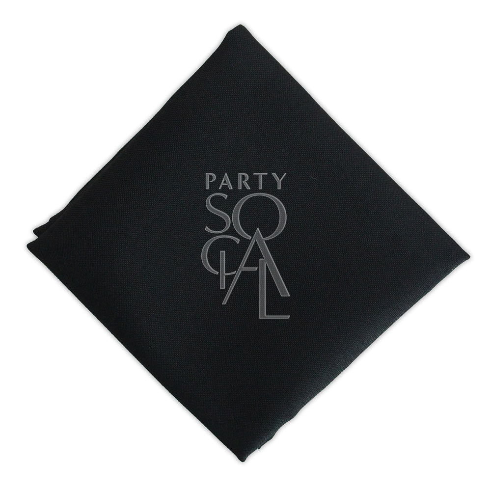 NAPKIN COTTON LINEN featuring a stitched logo, ideal for events. Perfect for adding elegance to any table setting.