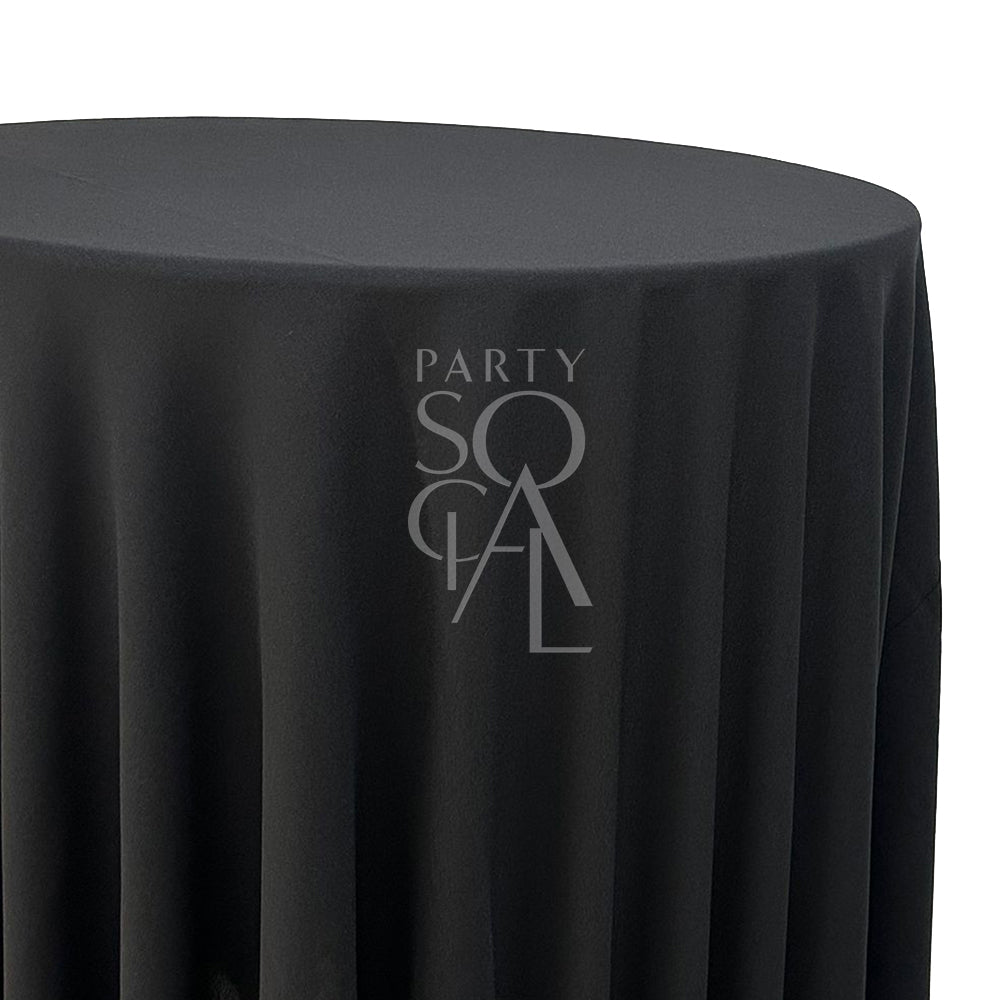 Round tablecloth cotton linen featuring a logo, ideal for special occasions. Suitable for various events, aligning with Party Social&