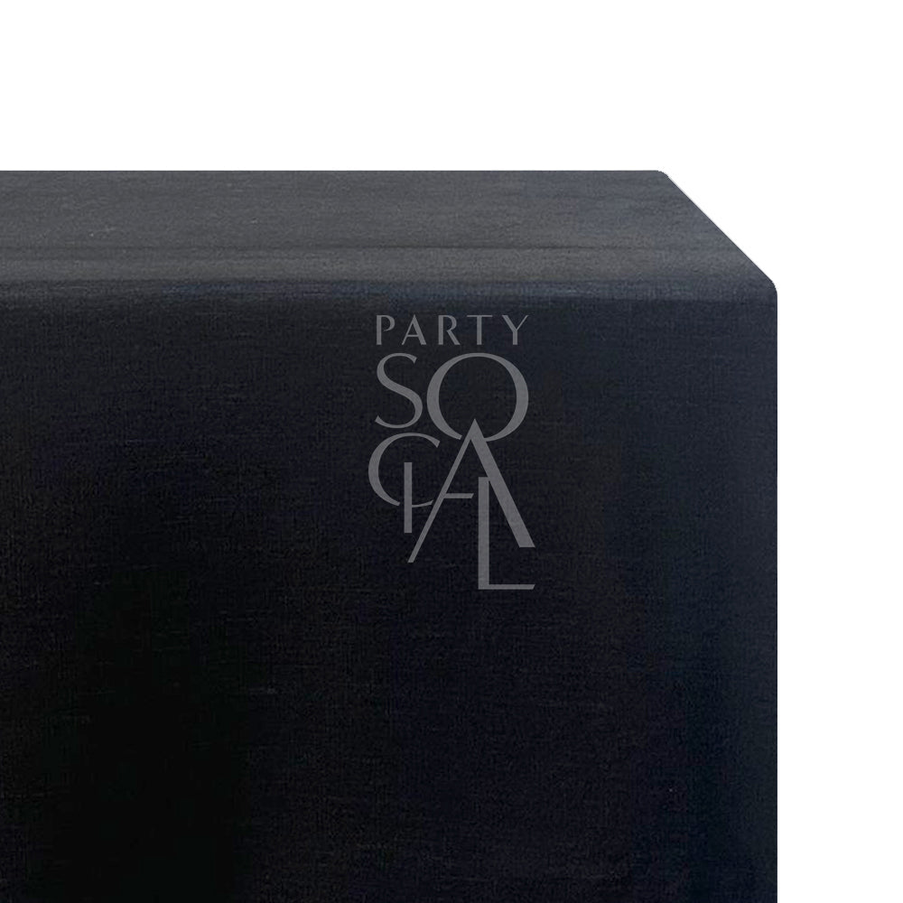 Rectangular tablecloth linen blend in a black box with logo, ideal for special occasions, from Party Social&