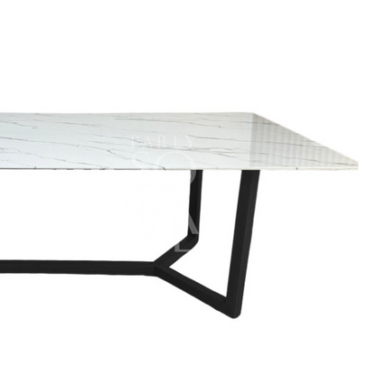BLACK BASE WITH WHITE MARBLE TOP table, ideal for corporate and home events, offered by Party Social, specializing in party and event rentals and sales.