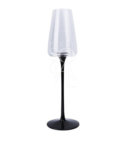 Black Stemmed Glasses: Elegant wine glass with a sleek black base and stem, perfect for adding sophistication to any event or special occasion.