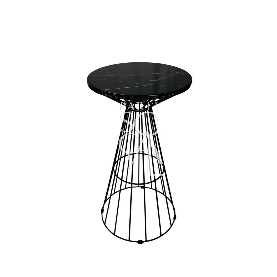BLACK WIRE COCKTAIL TABLE-BLACK MARBLE TOP