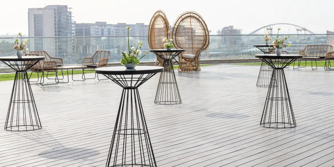 Black Wire with Black Marble Top Cocktail Table