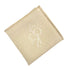 NAPKIN BLEACHED SAND W/ LINE featuring a stitched logo on beige linen blend, ideal for events. Enhance any table setting with this elegant napkin.
