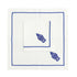 Blue Chinoiserie Pure Linen Dinner Napkin: Two square white napkins with cobalt-blue borders and ginger-jar motifs, enhancing elegant table settings.