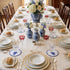 Blue Chinoiserie Pure Linen Coaster with intricate embroidery, perfect for elegant table settings. Pack of 4.