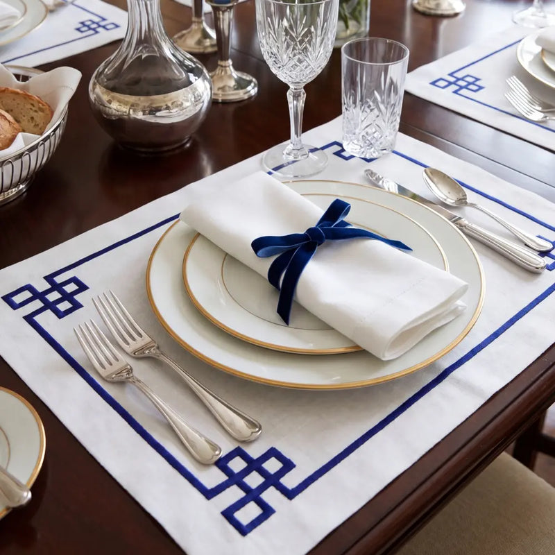 Blue Chinoiserie Pure Linen Placemat-2 per pack