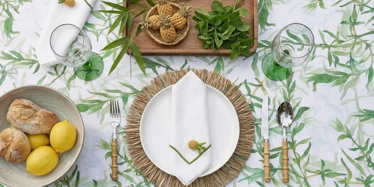 Boho Placemat, glassware and cutlery 