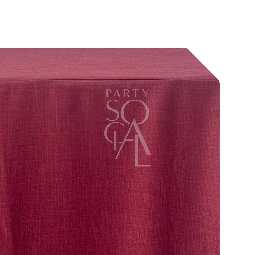 RECTANGULAR TABLECLOTH LINEN BLEND featuring a logo, ideal for special events. Premium quality, perfect for enhancing any party or occasion setup.