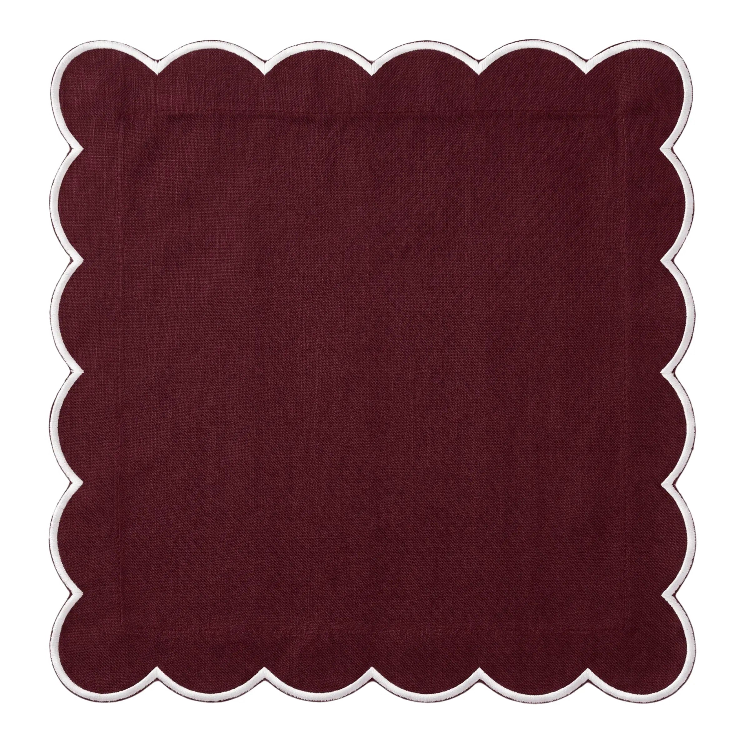 Burgundy Scalloped Napkins - Set of 4