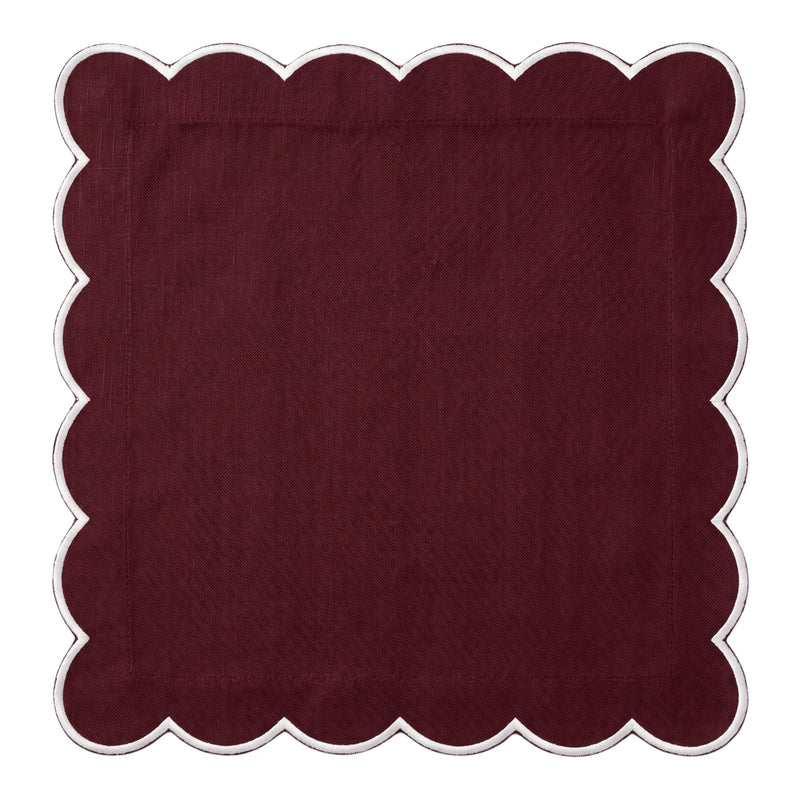 Burgundy Scalloped Napkins - Set of 4