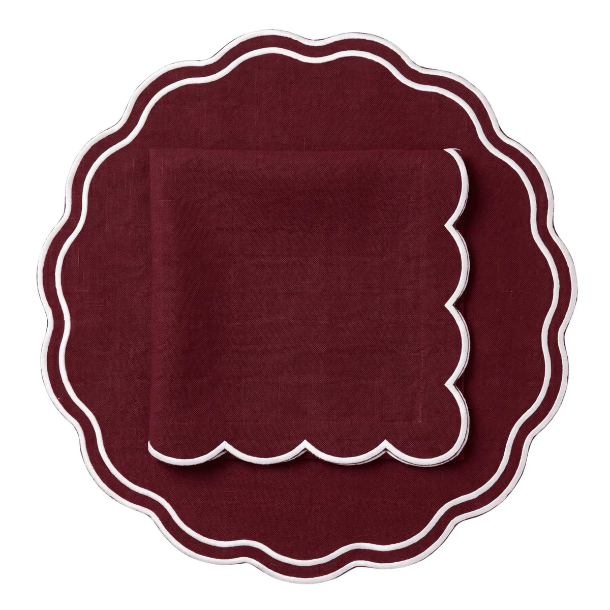Burgundy Scalloped Placemats - Set of 4