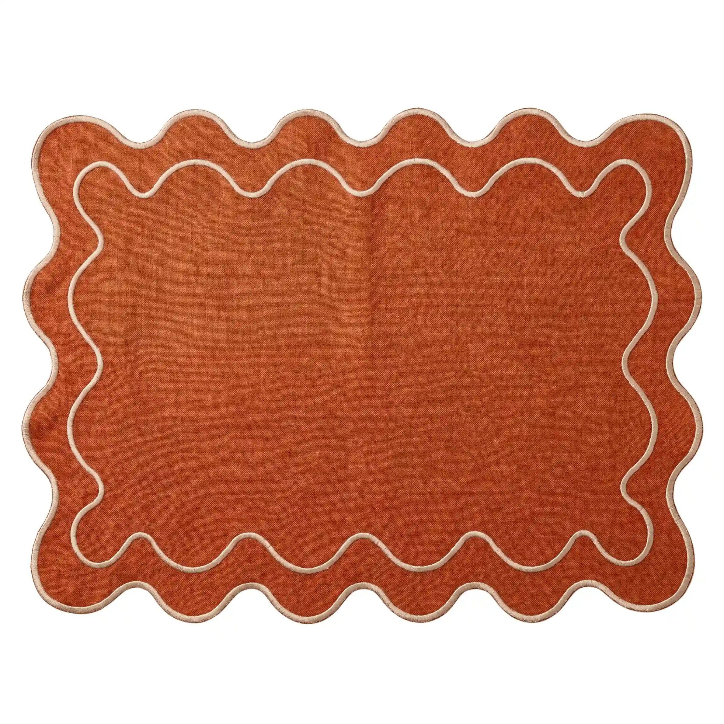 Burnt Orange Wavy Placemat - Set of 4
