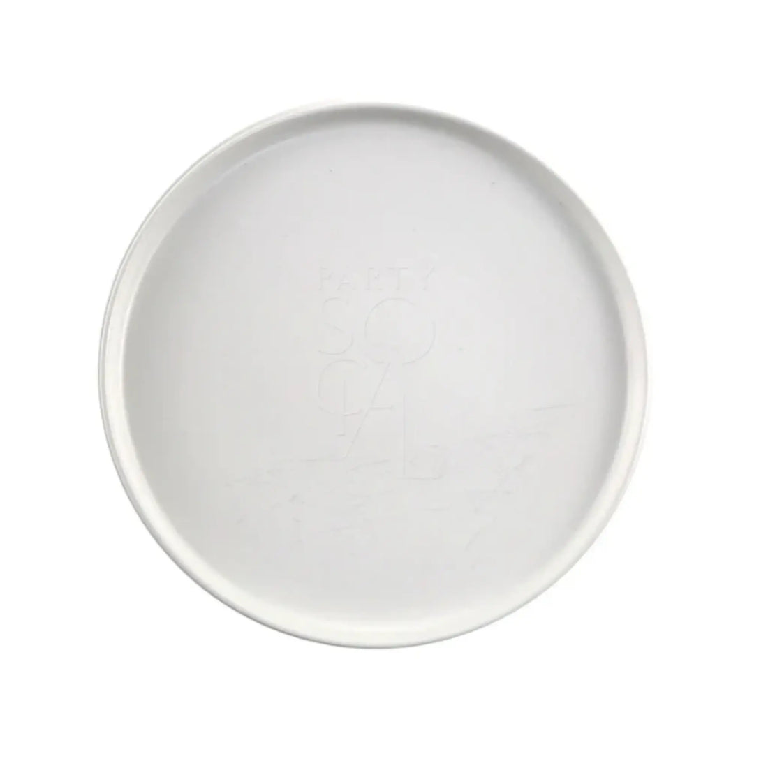CERAMIC PLATES - WHITE: A round, simple white ceramic plate with a slightly raised rim and faint embossed center, ideal for elevating any table setting.