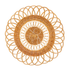 CHARGER PLATE-RATTAN WIRE: A round, woven rattan charger with concentric weaves and a loop-pattern border, adding rustic elegance to any tablescape.
