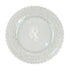 CHARGER PLATE- CLEAR BASKET WEAVE with a textured rim and PARTY SOCIAL  print, ideal for elegant and sophisticated table settings. Diameter: 33cm.