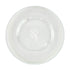 Clear plastic charger plate with a white rim and PARTY SOCAL logo, ideal for elegant dining and special events, from Party Social.