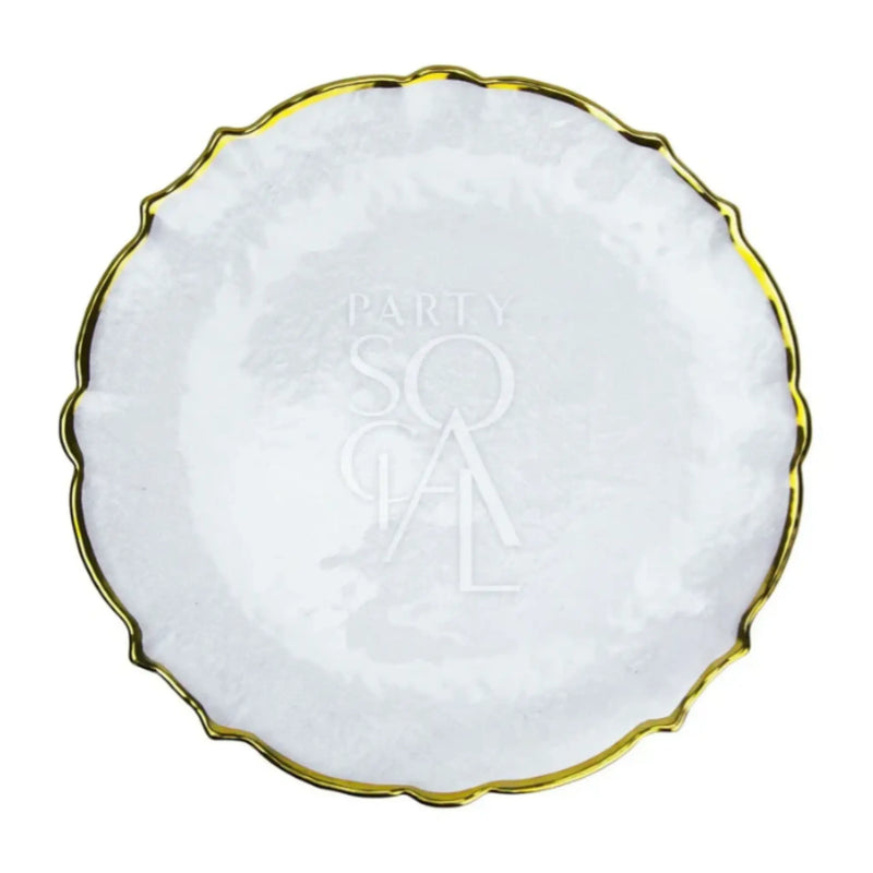 Charger Plate - Clear Pearl with Gold Rim