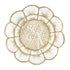 CHARGER PLATE - FLORAL RATTAN WIRE: A round, flower-shaped woven placemat with open lattice center and radiating “petals,” ideal for rustic or boho-themed events.