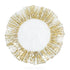 CHARGER PLATE - GOLD LEAF featuring a white center with a textured, gold-splattered edge, perfect for adding elegance to any party or event table setting.