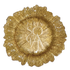 Gold starburst charger plate with textured sunburst design and scalloped rim, ideal for elegant table settings or as a striking display piece.