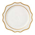 White Lotus Collection charger plate with scalloped edge and gold trim, ideal for elegant dining settings, enhancing any upscale table decor.