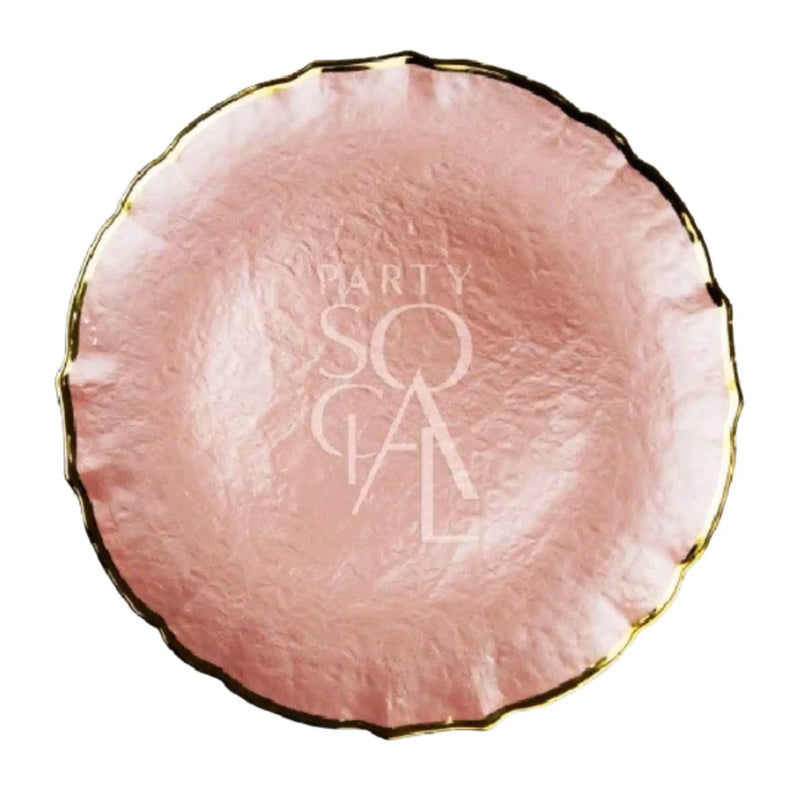 Charger Plate - Pink Pearl with Gold Rim